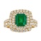 1.86 ctw Emerald and Diamond Ring - 18KT Yellow Gold