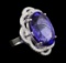 GIA Cert 25.82 ctw Tanzanite and Diamond Ring - 14KT White Gold