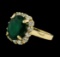 4.40 ctw Emerald and Diamond Ring - 14KT Yellow Gold