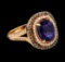 1.90 ctw Sapphire and Brown and White Diamond Ring - 14KT Rose Gold