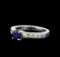 1.03 ctw Blue Sapphire and Diamond Ring - 18KT White Gold