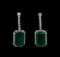 14KT White Gold GIA Certified 30.46 ctw Emerald and Diamond Earrings