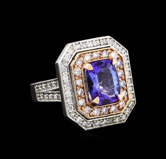14KT Rose and White Gold 3.10 ctw Tanzanite and Diamond Ring