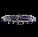 16.95 ctw Sapphire and Diamond Bracelet - 14KT White Gold