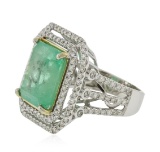 14KT White Gold GIA Certified 11.28 ctw Emerald and Diamond Ring
