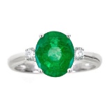2.64 ctw Emerald and Diamond Ring - 14KT White Gold