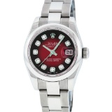 Rolex Stainless Steel Diamond Oyster Band Quickset DateJust Ladies Watch