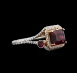 3.54 ctw Rubellite and Diamond Ring - 14KT White Gold