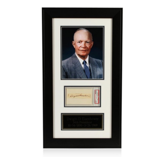 Dwight D. Eisenhower Signed Cut Display PSA Certified