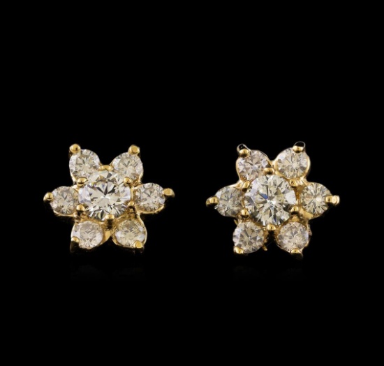 2.36 ctw Diamond Earrings - 14KT Yellow Gold