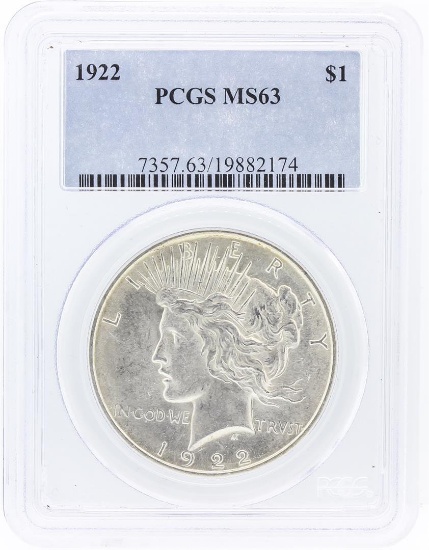 1922 PCGS MS63 Peace Silver Dollar