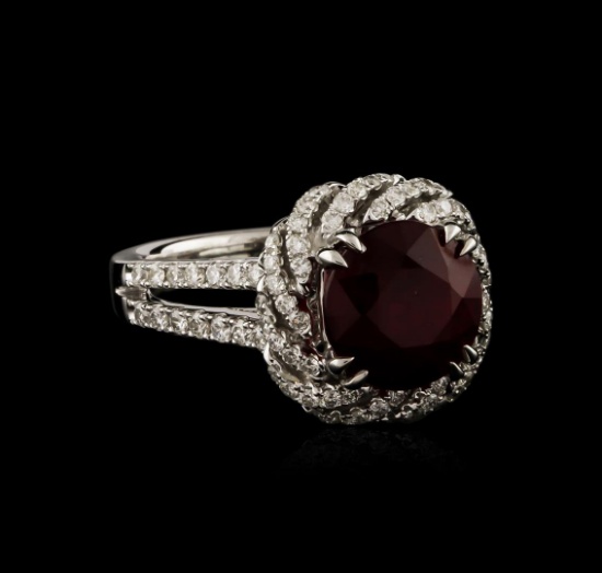 14KT White Gold 4.05 ctw Ruby and Diamond Ring