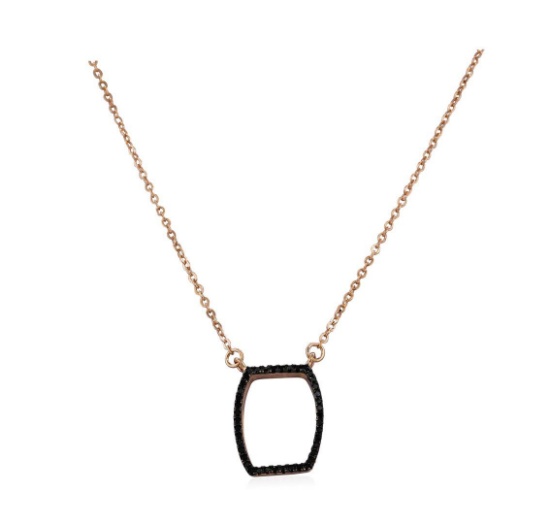 Black CZ Pendant Necklace - Rose Gold Plated