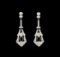 3.10 ctw Blue Sapphire and Diamond Dangle Earrings  - 18KT White Gold