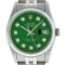 Rolex Mens 36mm Stainless Steel Green Diamond Datejust Wristwatch