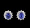 14KT White Gold 5.82 ctw Tanzanite and Diamond Earrings