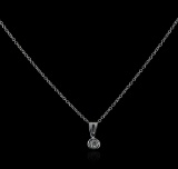 14KT White Gold 0.10 ctw Diamond Solitaire Pendant With Chain
