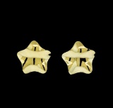 Glossy Star Shaped Post Earrings - Gold Plated