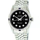 Rolex Stainless Steel Black Diamond and Sapphire DateJust Men's Watch
