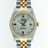 Rolex Two Tone Sapphire and Diamond DateJust Men's Watch
