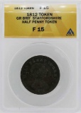 1812 Great Britian Staffordshire 1/2 Penny Token ANACS F15