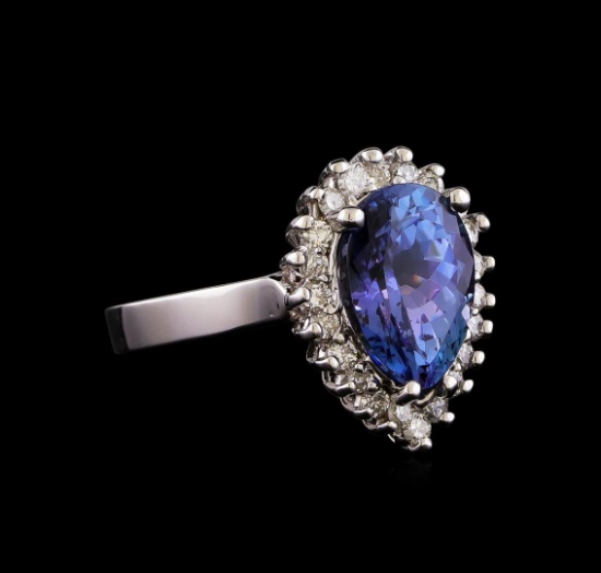 4.20 ctw Tanzanite and Diamond Ring - 14KT White Gold