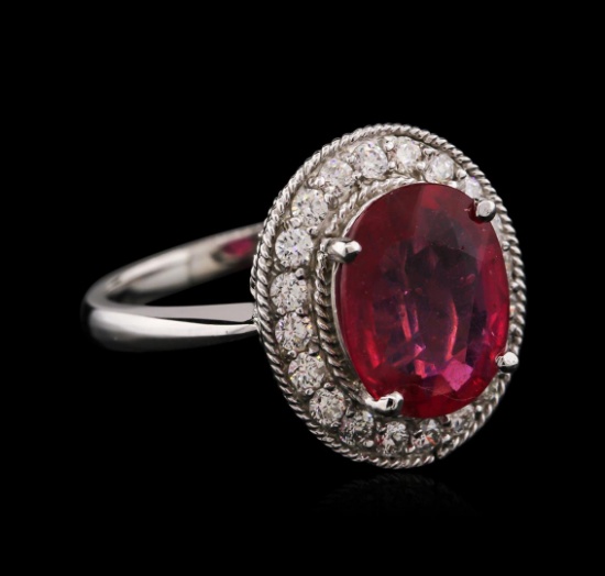 14KT White Gold 3.89 ctw Ruby and Diamond Ring