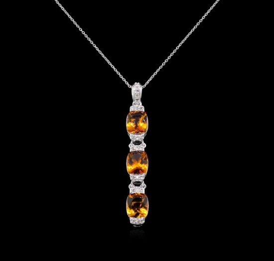 Crayola 7.80 ctw Citrine and White Sapphire Pendant With Chain - .925 Silver