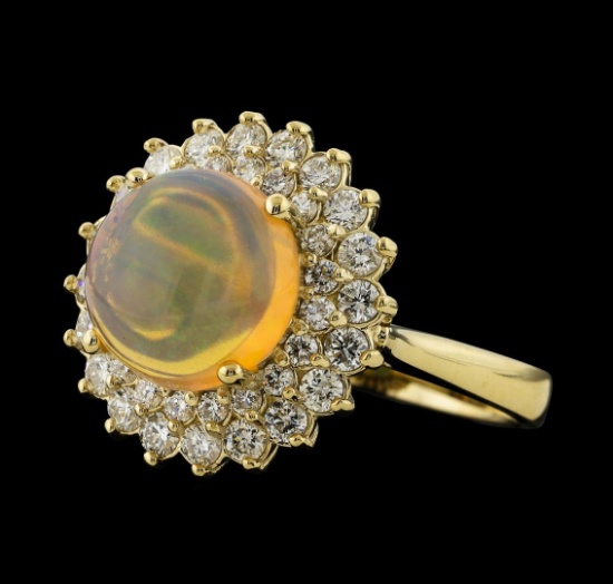 2.65 ctw Opal and Diamond Ring - 14KT Yellow Gold