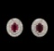 14KT White Gold 2.07 ctw Ruby and Diamond Earrings