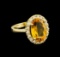 6.14 ctw Citrine and Diamond Ring - 14KT Yellow Gold