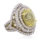 12.47 ctw Yellow Sapphire and Diamond Ring - 18KT Two-Tone Gold GIA Certified
