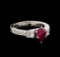 1.16 ctw Ruby and Diamond Ring - 18KT White Gold