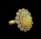 4.68 ctw Opal and Diamond Ring - 14KT Yellow Gold