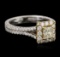 18KT Two-Tone Gold 0.83 ctw Fancy Yellow Diamond Ring