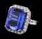 GIA Cert 32.86 ctw Tanzanite and Diamond Ring - 14KT White Gold