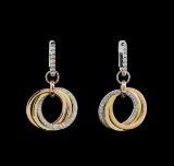 0.51 ctw Diamond Earrings - 14KT Tri Color Gold