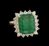 4.15 ctw Emerald and Diamond Ring - 14KT Yellow Gold