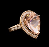 10.03 ctw Morganite and Diamond Ring - 14KT Rose Gold