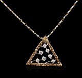 14KT Two-Tone Gold 0.67 ctw Diamond Pendant With Chain