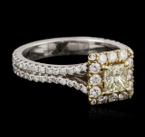 18KT Two-Tone Gold 0.83 ctw Fancy Yellow Diamond Ring