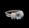 14KT White Gold 1.17 ctw Aquamarine and Diamond Ring