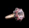 14KT Rose Gold 5.18 ctw Kunzite, Pink Sapphire and Black Diamond Ring