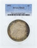 1892 $1 Morgan Silver Dollar Coin PCGS MS65