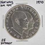 1970 Norway KM 414 25 Kroner Coin
