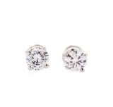 1.12 ctw Diamond Stud Earrings - 14KT White Gold