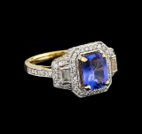 14KT Yellow Gold 2.24 ctw Tanzanite and Diamond Ring