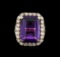 14KT Yellow Gold 14.20 ctw Amethyst and Diamond Ring