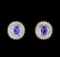 14KT White Gold 2.44 ctw Tanzanite and Diamond Stud Earrings