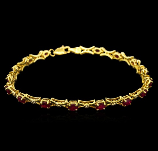10KT Yellow Gold 3.50 ctw Ruby and Diamond Bracelet